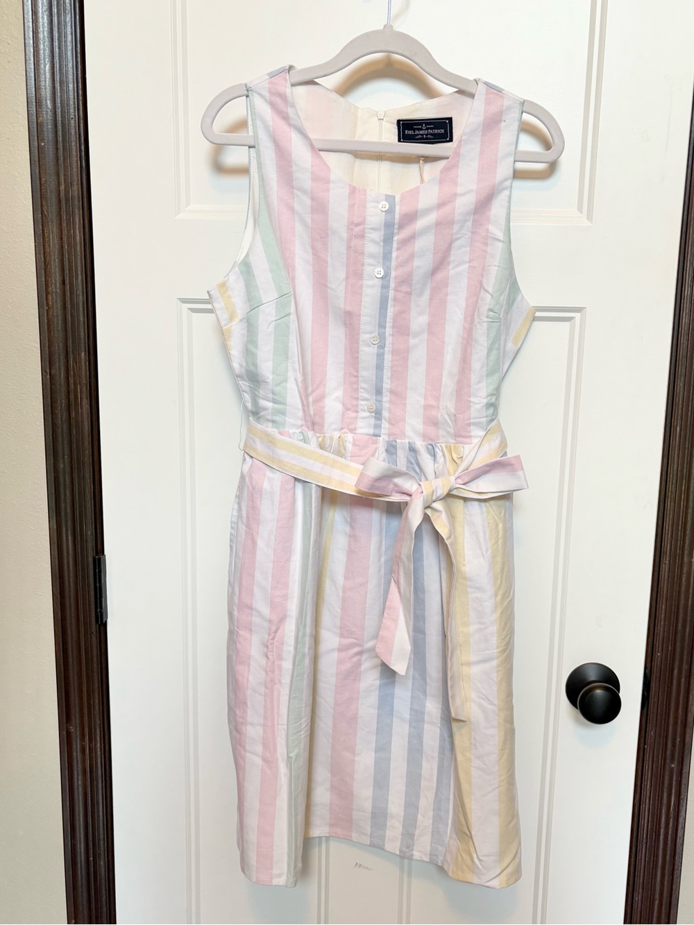 Kiel James Patrick Bermuda Beach Club Pastel StripeCotton Belted Mini Dress Sz 6